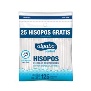HISOPOS 100 % ALGODÓN X 100 UNIDADES + 25 UNIDADES DE REGALO